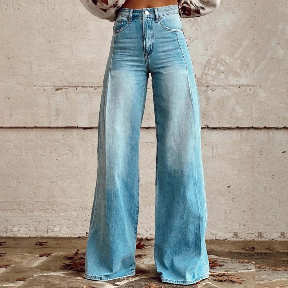 Love For Humanity Wide Leg Jeans 5 7 28 Premium Denim Flare Light Wash High Rise